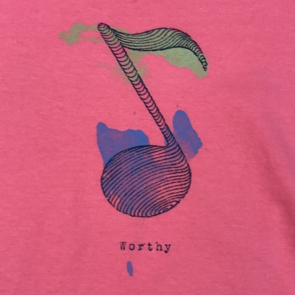 Life is Good 8th Note “Worthy” V-Neck Coral Screen T-Shirt size M - Picture 5 of 10